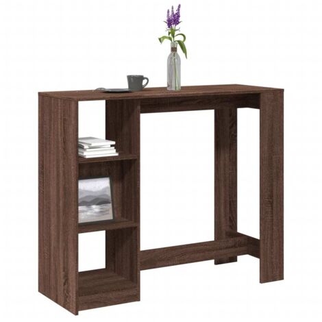Bar Table with Shelf Brown Oak 124x46x103.5 cm Engineered Wood vidaXL