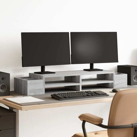 Monitor Stand with Storage Grey Sonoma 100x27x15 cm Engineered Wood vidaXL