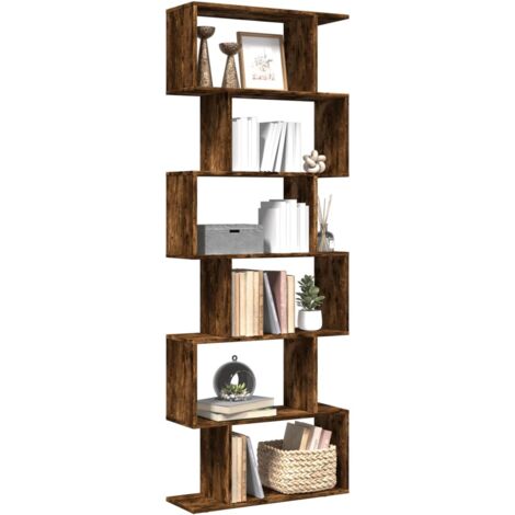Room Divider Bookcase 6-Tier Smoked Oak 70x24x193 cm Engineered Wood vidaXL