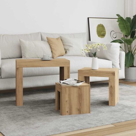 Nesting Coffee Tables 3 pcs Artisian Oak Engineered Wood vidaXL