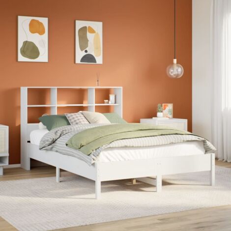 Bookcase Bed without Mattress White 160x200cm Solid Wood Pine vidaXL (1/5)