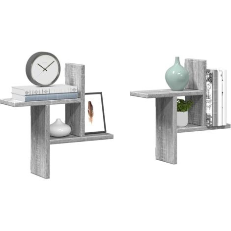 Wall Shelves 2 pcs Grey Sonoma 38x12x38 cm Engineered Wood vidaXL (1/5)