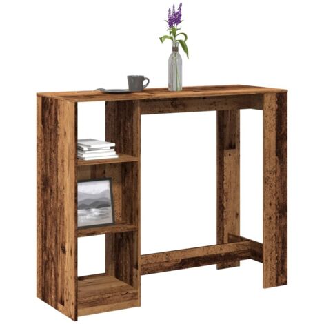 Bar Table with Shelf Old Wood 124x46x103.5 cm Engineered Wood vidaXL (1/5)