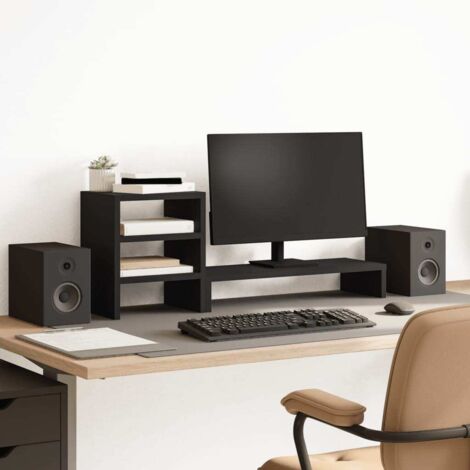 Monitor Stand with Desk Organiser Black Engineered Wood vidaXL