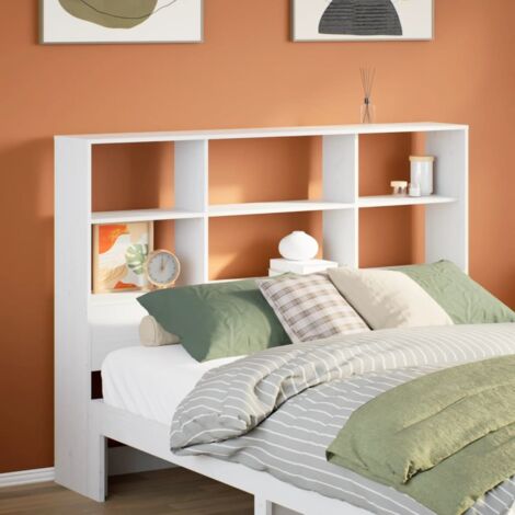 Headboard with Storage White 140 cm Solid Wood Pine vidaXL (1/5)