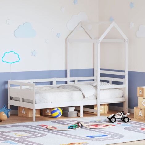 Day Bed with Roof without Mattress White 80x200 cm Solid Wood vidaXL