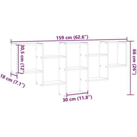 Wall Shelf White 159x18x66 cm Engineered Wood vidaXL