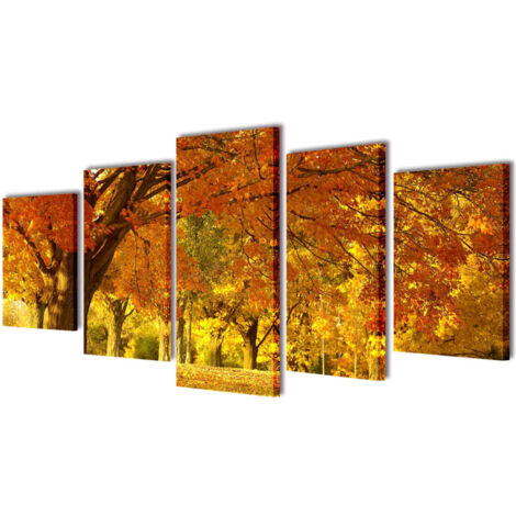 Canvas Wall Print Set Maple 100 x 50 cm vidaXL