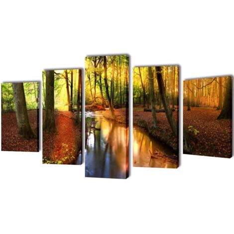 Canvas Wall Print Set Forest 100 x 50 cm vidaXL
