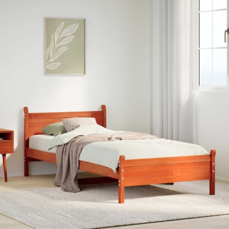 Bed Frame without Mattress Wax Brown 75x190 cm Small Single Solid Wood Pine vidaXL (1/5)