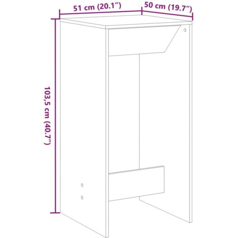 Bar Table Grey Sonoma 51x50x103.5 cm Engineered Wood vidaXL