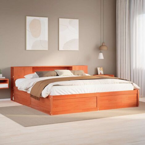 Bed Frame without Mattress Wax Brown 180x200 cm Super King Solid Wood Pine vidaXL (1/5)
