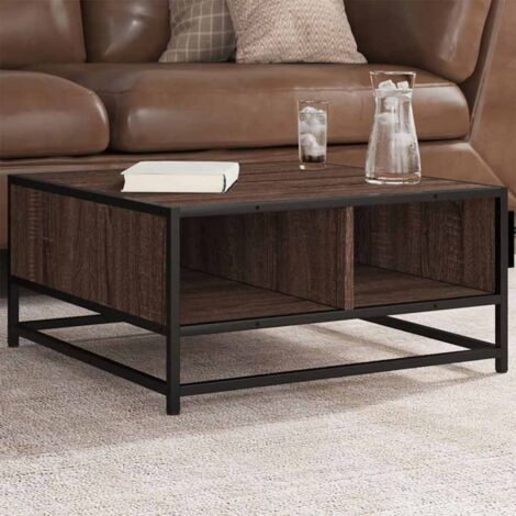 Coffee Table Brown Oak 60.5x60.5x30 cm Engineered Wood and Metal vidaXL