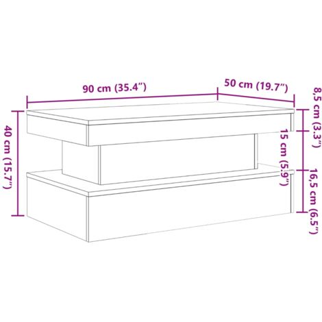 Coffee Table with LED Lights Artisian Oak 90x50x40 cm vidaXL