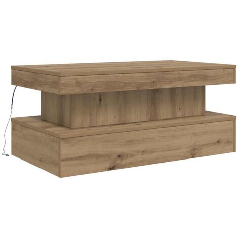 Coffee Table with LED Lights Artisian Oak 90x50x40 cm vidaXL