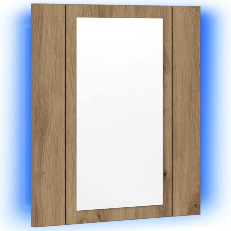 LED Bathroom Mirror Cabinet Artisan Oak 40x12x45 cm Engineered Wood vidaXL