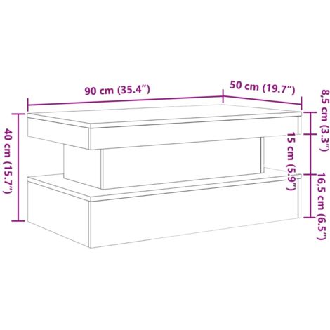 Coffee Table with LED Lights Old Wood 90x50x40 cm vidaXL