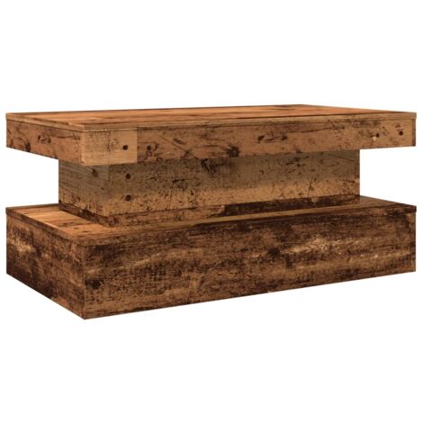 Coffee Table with LED Lights Old Wood 90x50x40 cm vidaXL