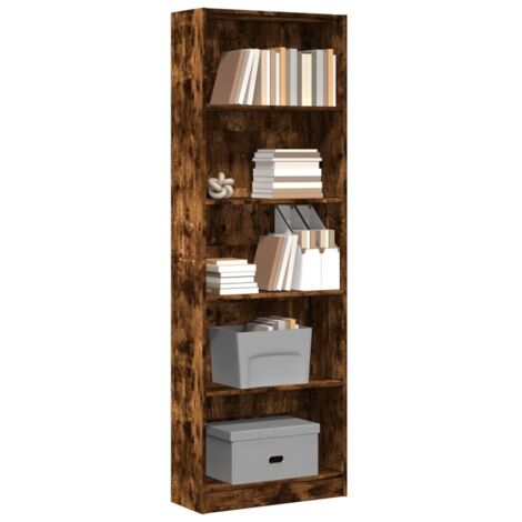 Bookcase Smoked Oak 60x24x176 cm Engineered Wood vidaXL