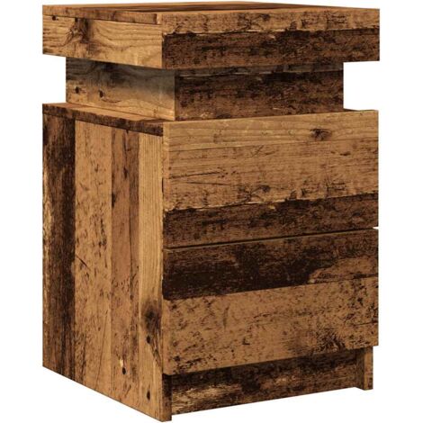 Bedside Cabinet with LED Old Wood 35x39x55 cm Engineered Wood vidaXL