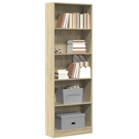 Bookcase Sonoma Oak 60x24x176 cm Engineered Wood vidaXL