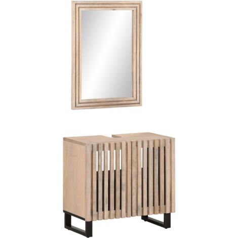 2 Piece Bathroom Furniture Set Solid Wood Mango vidaXL (1/5)