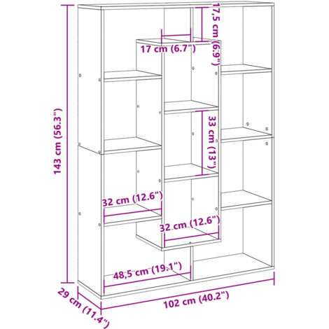 Book Cabinet Sonoma Oak 102x29x143 cm Engineered Wood vidaXL