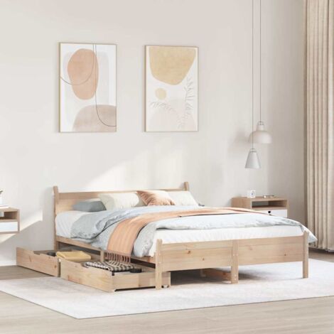 Bed Frame without Mattress 120x190 cm Small Double Solid Wood Pine vidaXL (1/5)