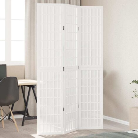 Room Divider 3 Panels White Solid Wood Paulownia vidaXL