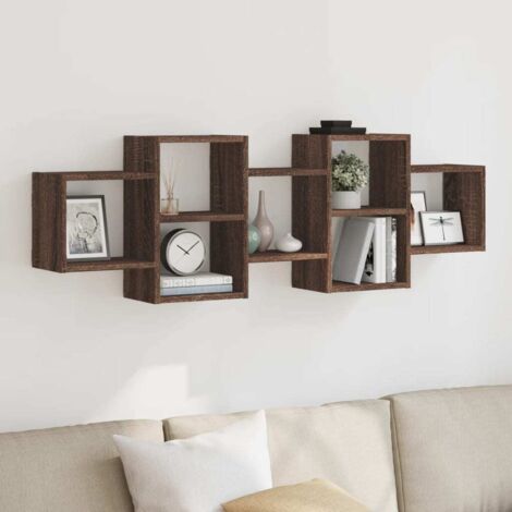 Wall Shelf Brown Oak 129x18x42 cm Engineered Wood vidaXL (1/5)