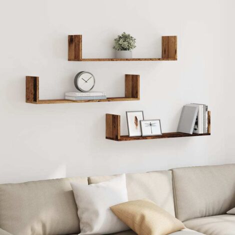 Wall Shelves 3 pcs Old Wood 80x18x18 cm Engineered Wood vidaXL (1/5)