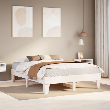 Bed Frame without Mattress White 150x200 cm King Size Solid Wood Pine vidaXL (1/5)