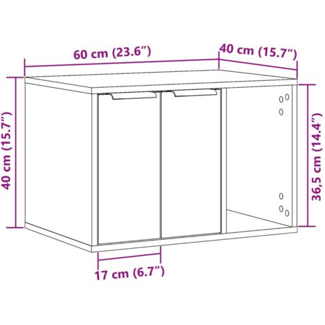 Cat Litter Box Enclosure Old Wood 60x40x40 cm Engineered Wood vidaXL