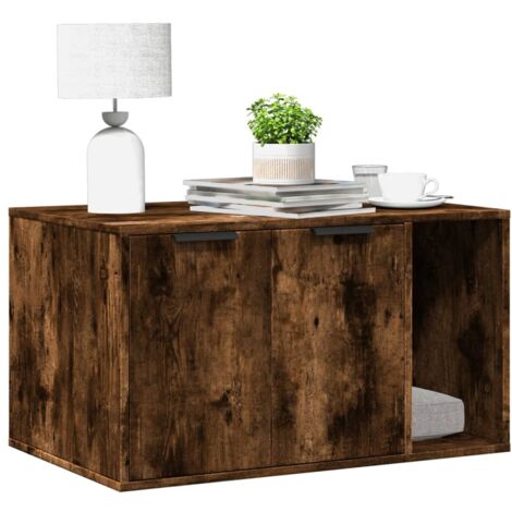 Cat Litter Box Enclosure Smoked Oak 80x50x45 cm Engineered Wood vidaXL