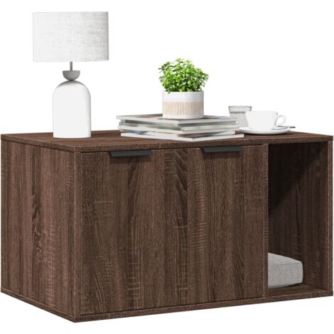 Cat Litter Box Enclosure Brown Oak 80x50x45 cm Engineered Wood vidaXL