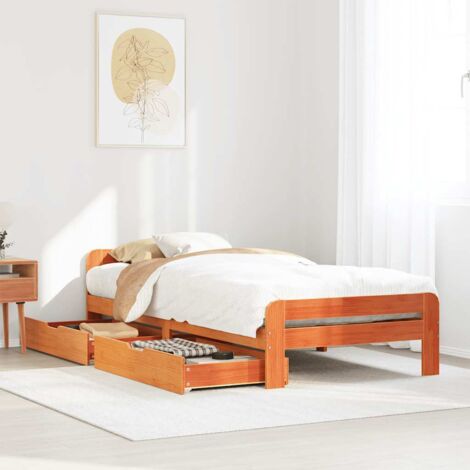 Bed frame without Mattress Wax Brown 75x190 cm Small Single Solid Wood Pine vidaXL (1/5)
