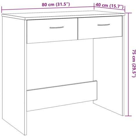 Desk Artisian Oak 80x40x75 cm Engineered Wood vidaXL