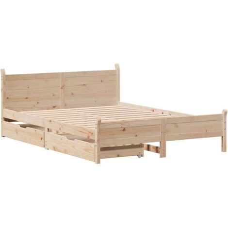 Bed Frame without Mattress 135x190 cm Double Solid Wood Pine vidaXL