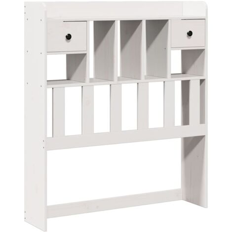 Headboard with Storage White 90 cm Solid Wood Pine vidaXL