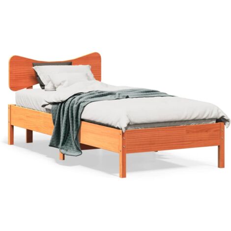 Bed Frame without Mattress Wax Brown 90x190 cm Single Solid Wood Pine vidaXL (1/5)