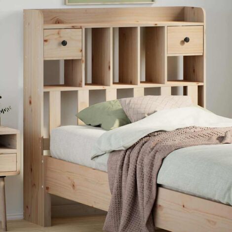 Headboard with Storage 100 cm Solid Wood Pine vidaXL