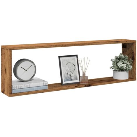 Wall Cube Shelves 4 pcs Old Wood 100x15x30 cm Engineered Wood vidaXL
