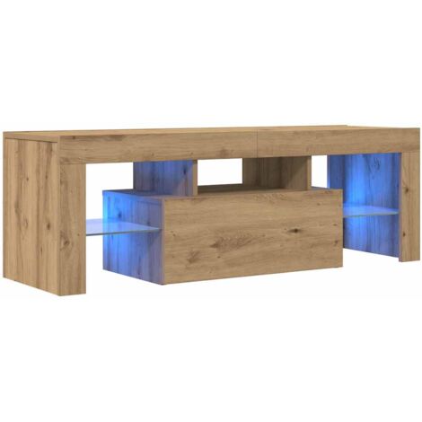 TV Cabinet with LED Lights Artisan Oak 120x36.5x40 cm Engineered Wood vidaXL