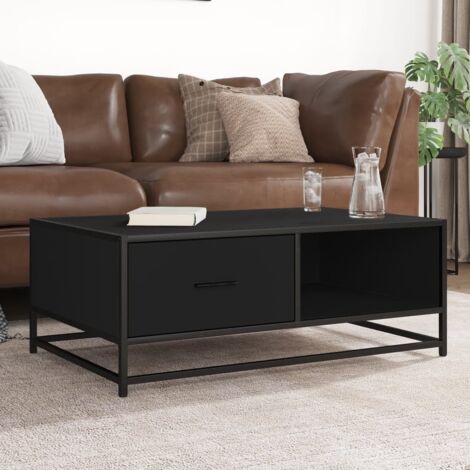 Coffee Table Black 90x57x35 cm Engineered Wood and Metal vidaXL (1/5)