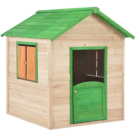 vidaXL Fir Wood Kids Play House Green - Green
