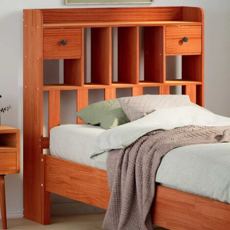 Headboard with Storage Wax Brown 100 cm Solid Wood Pine vidaXL