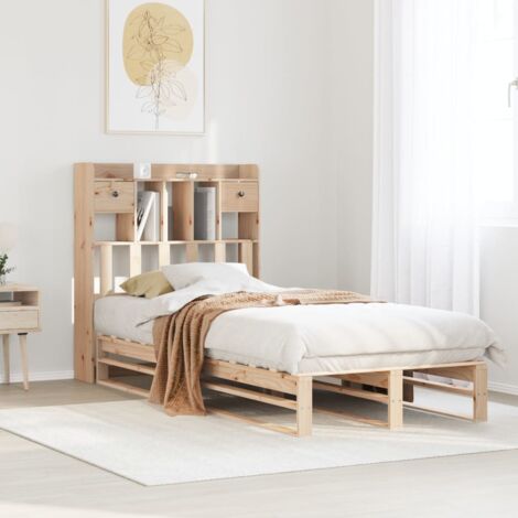 Bookcase Bed without Mattress 90x190 cm Single Solid Wood Pine vidaXL (1/5)