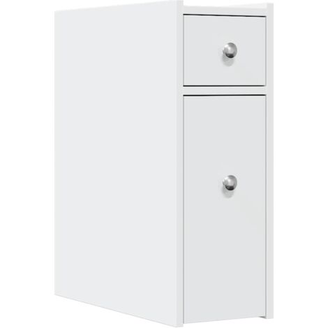 Narrow Bathroom Cupboard with Wheels White Engineered Wood vidaXL