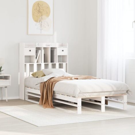 Bookcase Bed without Mattress White 75x190 cm Small Single Solid Wood Pine vidaXL (1/5)