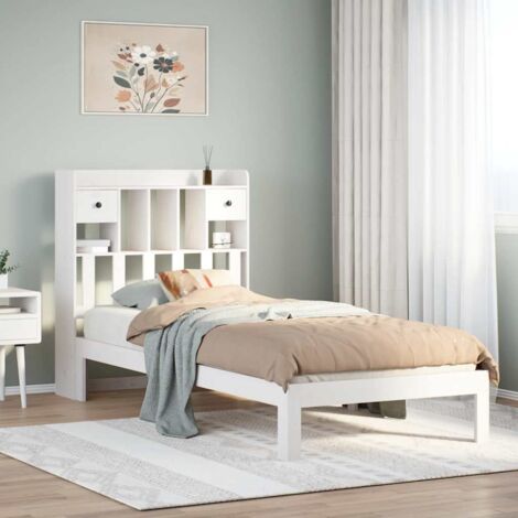 Bookcase Bed without Mattress White 75x190cm Solid Wood Pine vidaXL (1/5)